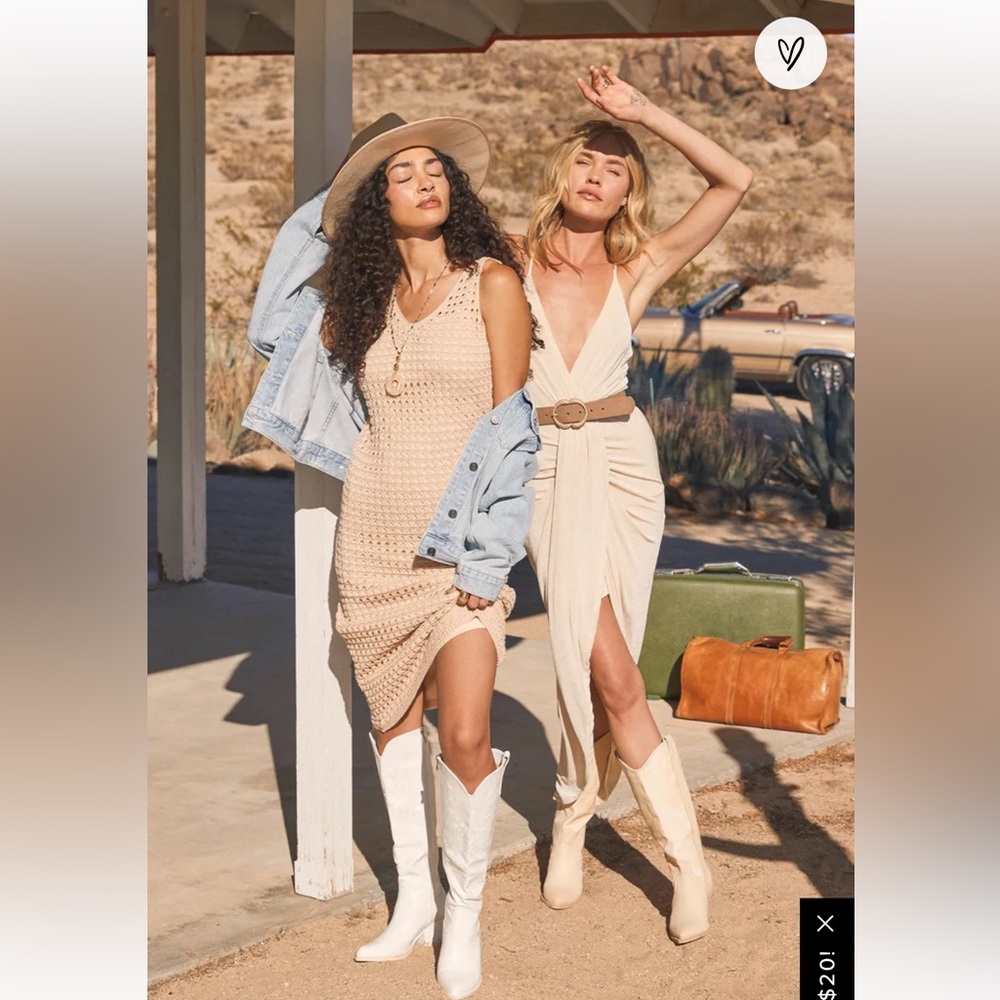 NWT Brand New Lulus Beige Knit Midi Dress women’s small